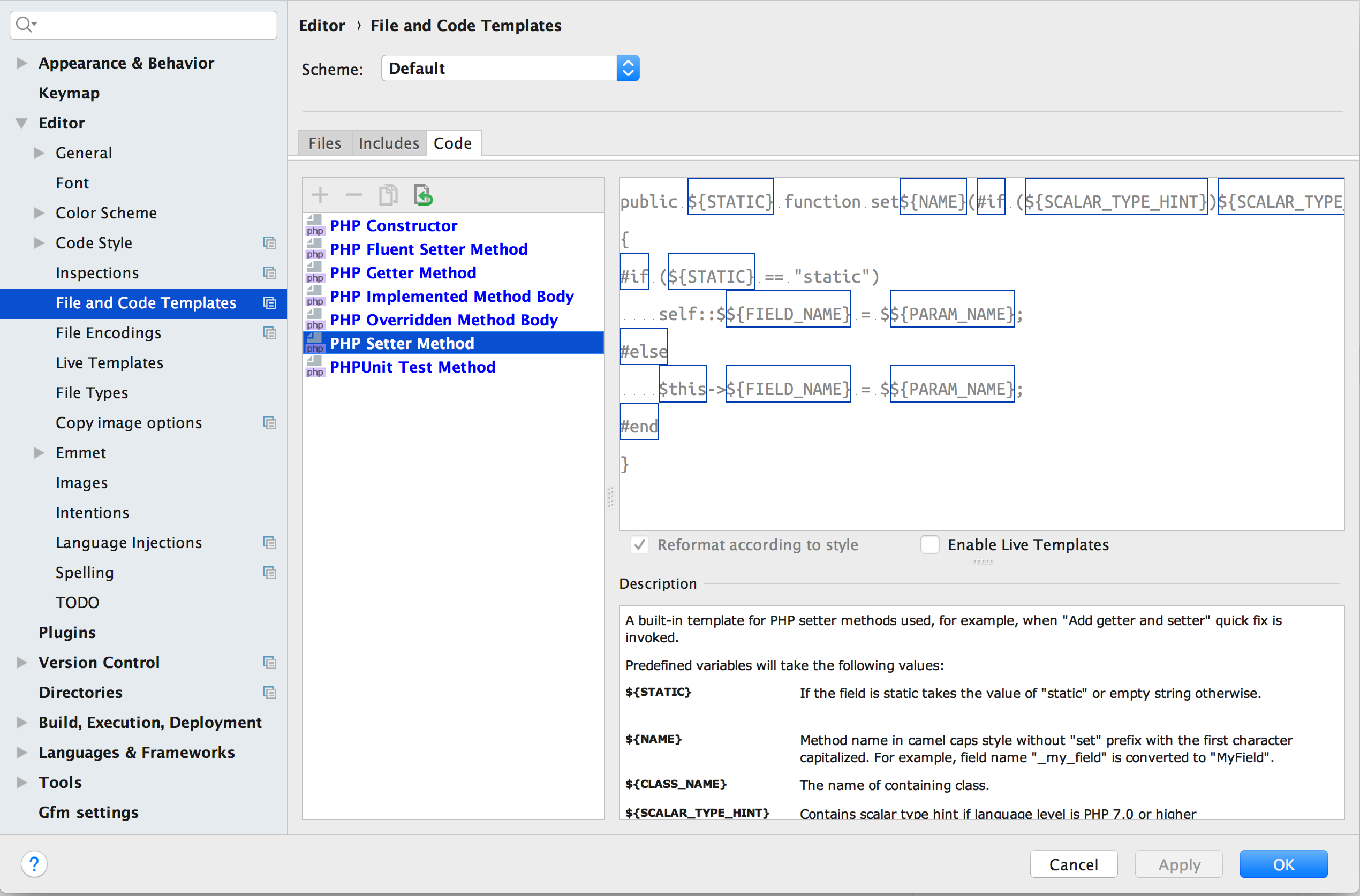 phpstorm export settings